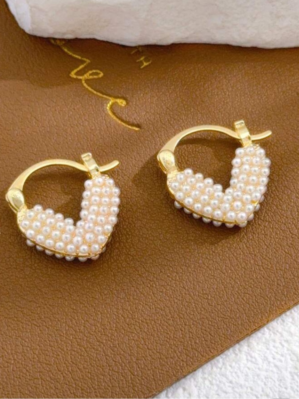3for$20 1 Pair Heart-Shaped Faux Pearl Sweet And Elegant Lady Earrings